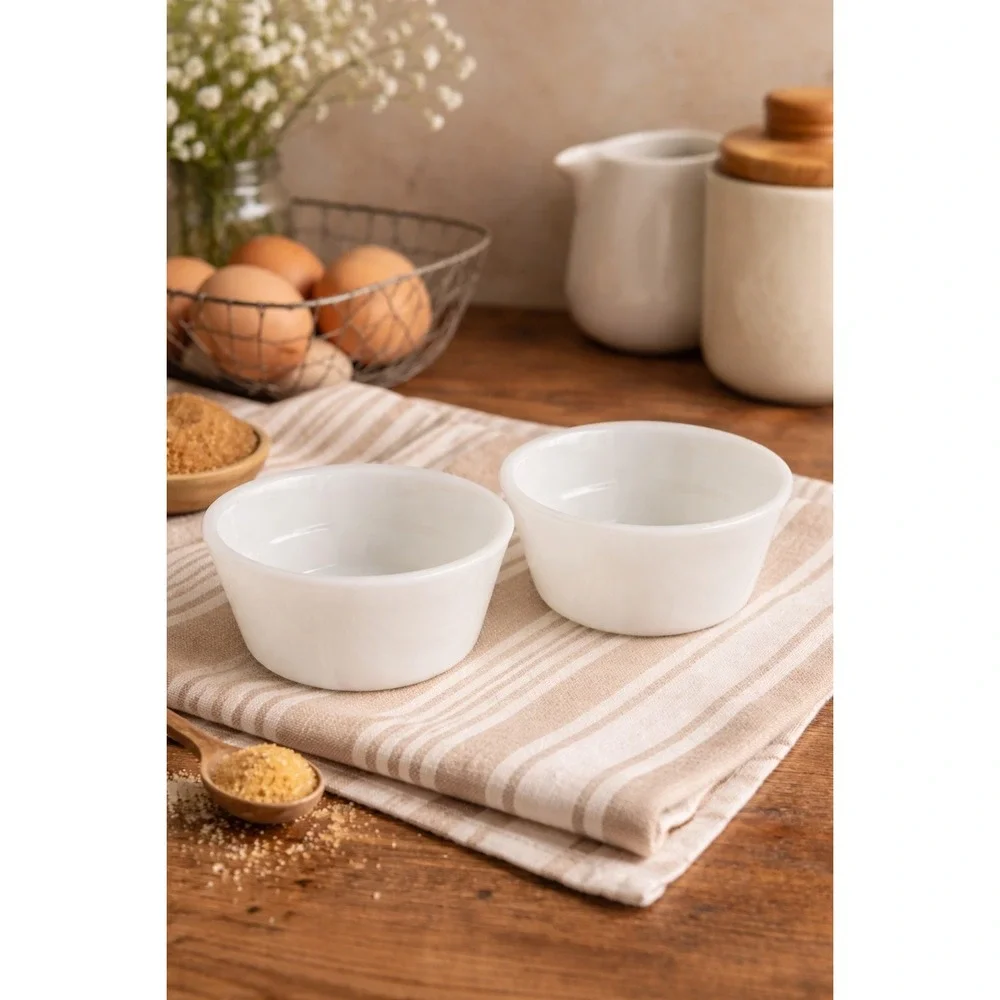 Vintage Glasbake Milk Glass Ramekins Set of 2‎ Custard Cups